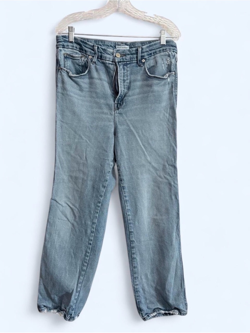 Good American Light Wash Boyfriend Jeans